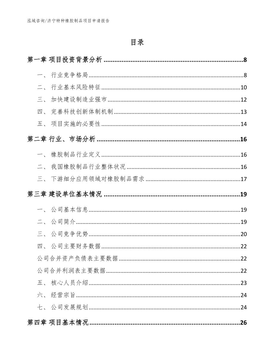 濟寧特種橡膠制品項目申請報告【參考范文】